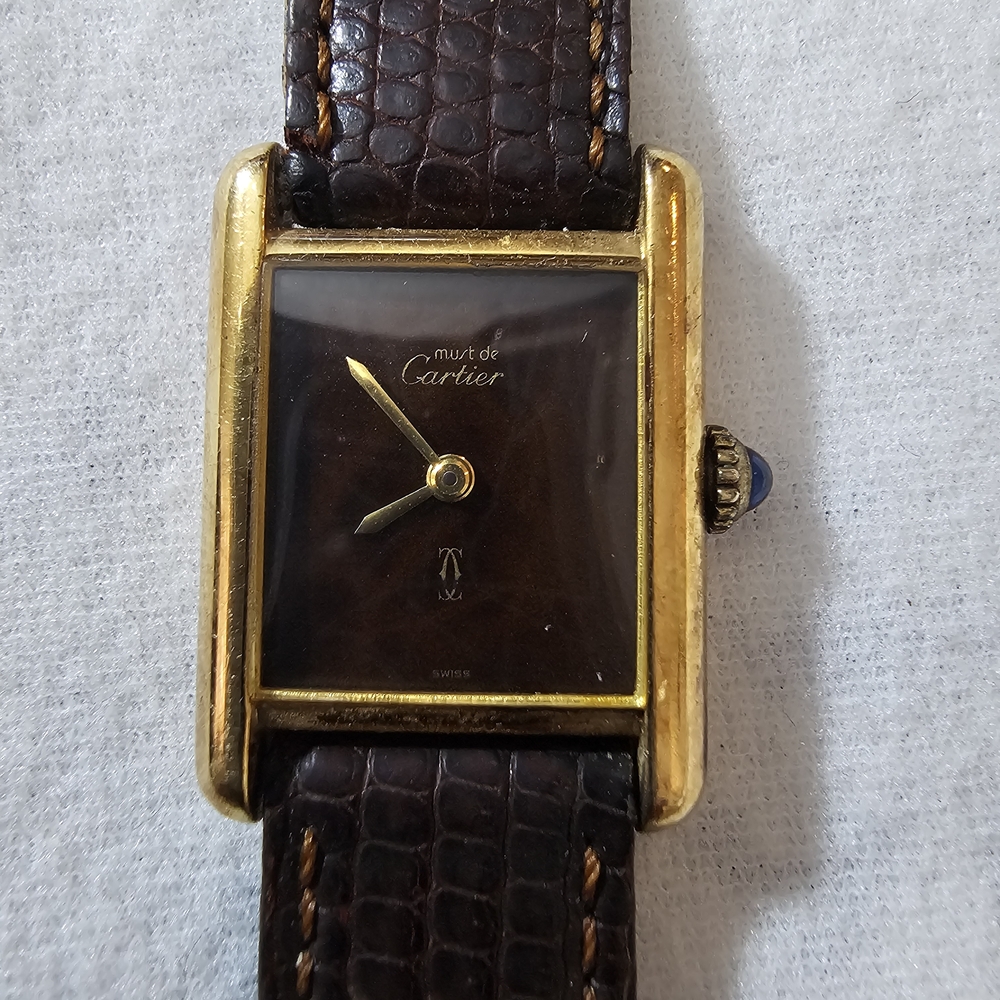 Cartier Gold and Brown Watch